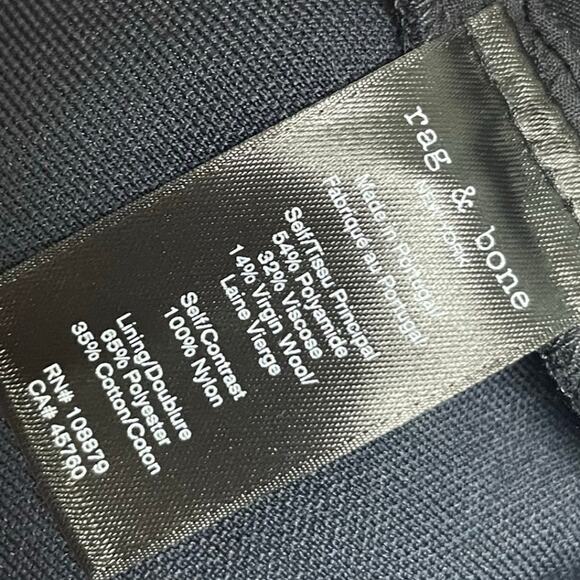 Rag & Bone Navy Wool Pant Sz Small Faux Leather Waistband Pull On Dressy Casual - Picture 4 of 4